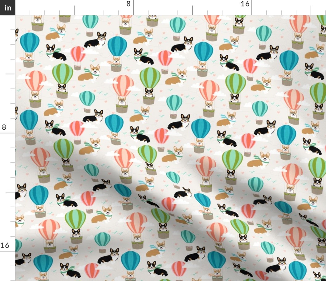 corgi hot air balloon tri colored and red corgis cute corgi fabric