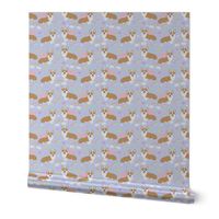 corgi unicorn pastel fabric cute corgi illustration design - purple