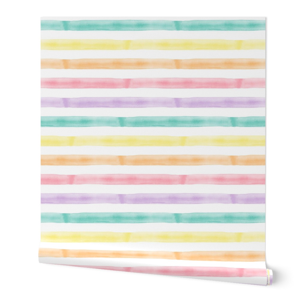 watercolor multi stripe || easter spring fabric