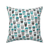 Coffee Latte Geometric Patterned Black & White Blue