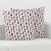 Coffee Latte Geometric Patterned Black & White Pink 