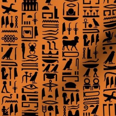 Egyptian Hieroglyphics on Orange // Small