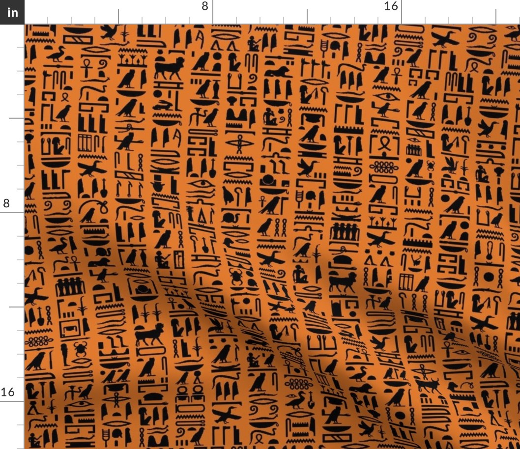 Egyptian Hieroglyphics on Orange // Small