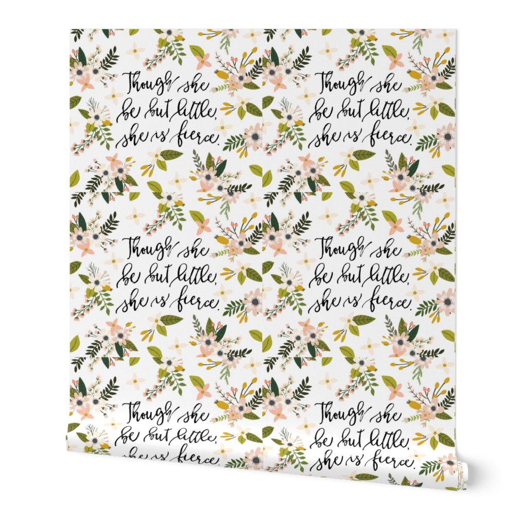 though she be but little, she is fierce baby blanket // blush sprigs and blooms