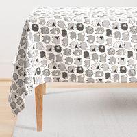 Sheep Geometric Patterned Black & White Grey  on White