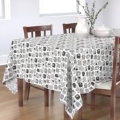 Sheep Geometric Patterned Black & White Grey  on White