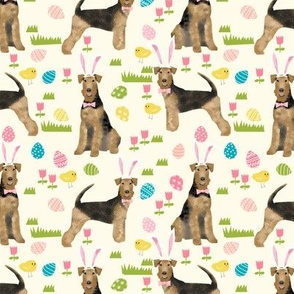 airedale terrier dog fabric cute dogs spring easter fabric - easter egg cute dogs design