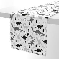 Adorable dino boys fabric with black and gray dinosaur geometric triangles and funky animal illustration theme for kids