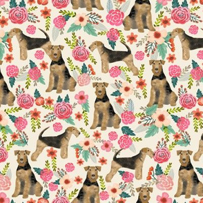 airedale terrier dog fabric cute dogs spring florals fabric - floral spring design