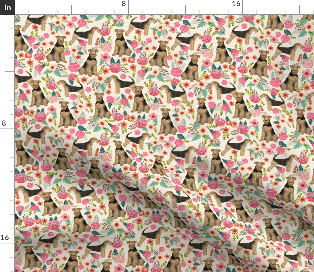 airedale terrier dog fabric cute dogs spring florals fabric - floral spring design