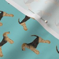 airedale terrier dog fabric cute dogs neutral sewing dog fabric - blue tint