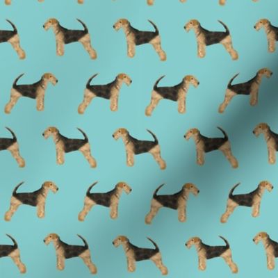 airedale terrier dog fabric cute dogs neutral sewing dog fabric - blue tint