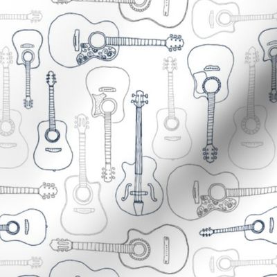 Rock music instrument guitar pattern navy gray on white