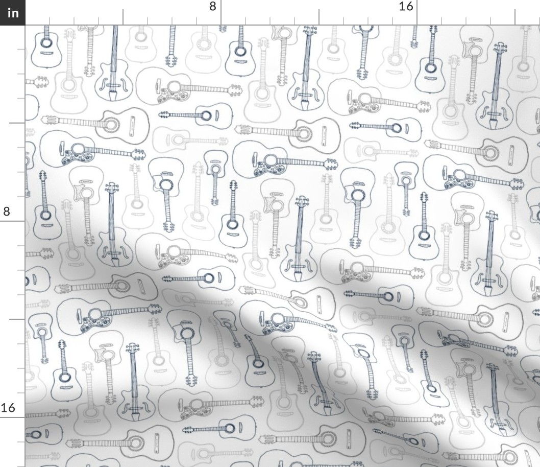 Rock music instrument guitar pattern navy gray on white