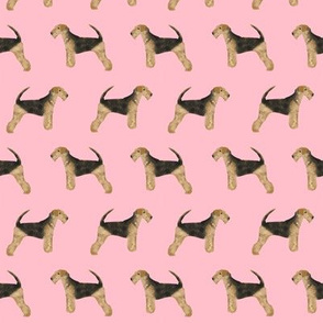 airedale terrier dog fabric cute dogs neutral sewing dog fabric - blossom pink
