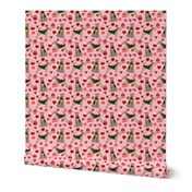 airedale terrier valentines love fabric  dog fabric design valentines pink