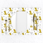 Adorable little baby bunny geometric scandinavian style rabbit for kids gender neutral black and white ochre yellow