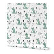 Adorable little baby bunny geometric scandinavian style rabbit for kids gender neutral black and white mint