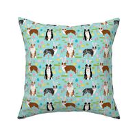 australian shepherd aussie dog easter fabric cute spring pastel dogs design - blue