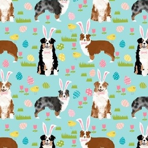 australian shepherd aussie dog easter fabric cute spring pastel dogs design - blue