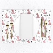 Adorable little baby bunny geometric scandinavian style rabbit for kids gender neutral black and white pink