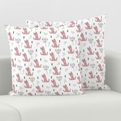 Adorable little baby bunny geometric scandinavian style rabbit for kids gender neutral black and white pink