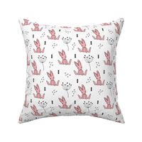 Adorable little baby bunny geometric scandinavian style rabbit for kids gender neutral black and white pink