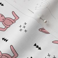 Adorable little baby bunny geometric scandinavian style rabbit for kids gender neutral black and white pink