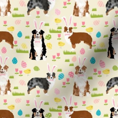 australian shepherd aussie dog easter fabric cute spring pastel dogs design - cream