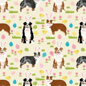 australian shepherd aussie dog easter fabric cute spring pastel dogs design - cream