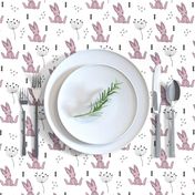 Adorable little baby bunny geometric scandinavian style rabbit for kids gender neutral black and white lilac