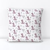 Adorable little baby bunny geometric scandinavian style rabbit for kids gender neutral black and white lilac