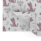 Adorable little baby bunny geometric scandinavian style rabbit for kids gender neutral black and white lilac