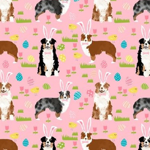 australian shepherd aussie dog easter fabric cute spring pastel dogs design - pink