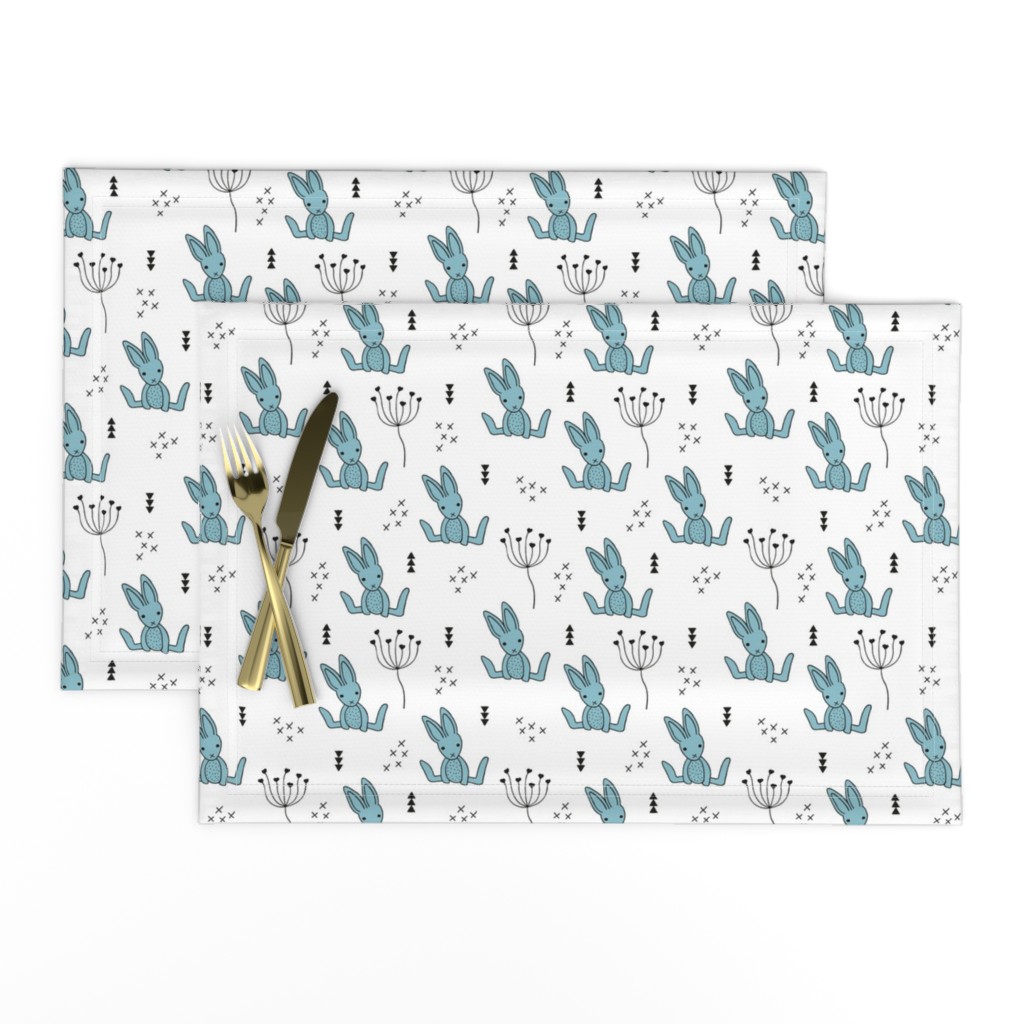 Adorable little baby bunny geometric scandinavian style rabbit for kids gender neutral black and white blue