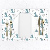 Adorable little baby bunny geometric scandinavian style rabbit for kids gender neutral black and white blue