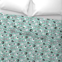 Sheep Geometric Patterned Black & White Grey on Mint Green