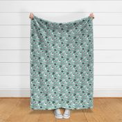 Sheep Geometric Patterned Black & White Grey on Mint Green