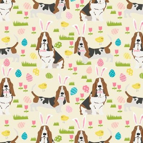 basset hound easter fabric cute spring pastel dogs design - cream