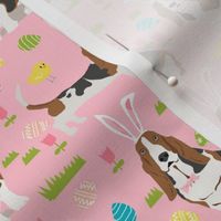 basset hound easter fabric cute spring pastel dogs design - pink