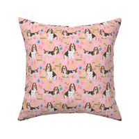 basset hound easter fabric cute spring pastel dogs design - pink