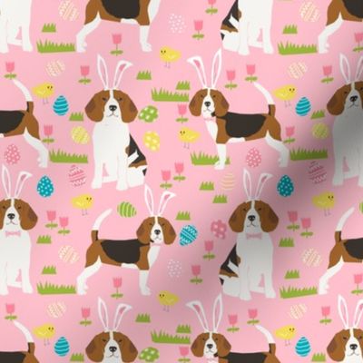 beagle dog easter fabric cute spring pastel dogs design - pink