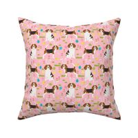 beagle dog easter fabric cute spring pastel dogs design - pink