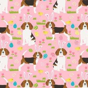 beagle dog easter fabric cute spring pastel dogs design - pink