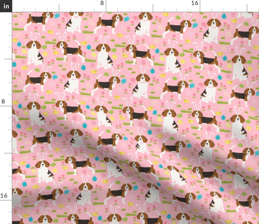 beagle dog easter fabric cute spring pastel dogs design - pink