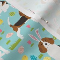 beagle dog easter fabric cute spring pastel dogs design - blue