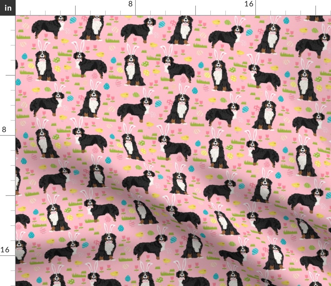 bernese mountain dog easter fabric cute spring pastel dogs design - pink