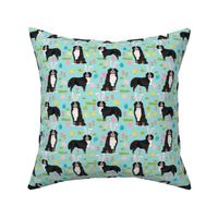 bernese mountain dog easter fabric cute spring pastel dogs design - blue