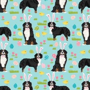 bernese mountain dog easter fabric cute spring pastel dogs design - blue