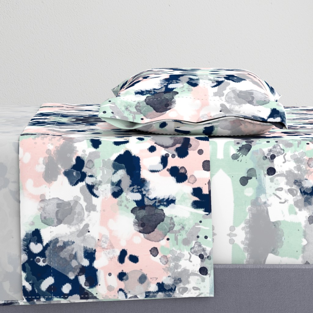 sloane abstract pink navy grey mint girls abstract fabric nursery baby
